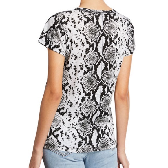 Rag & Bone White Python Snake Print Cotton T-Shirt - Picture 8 of 14